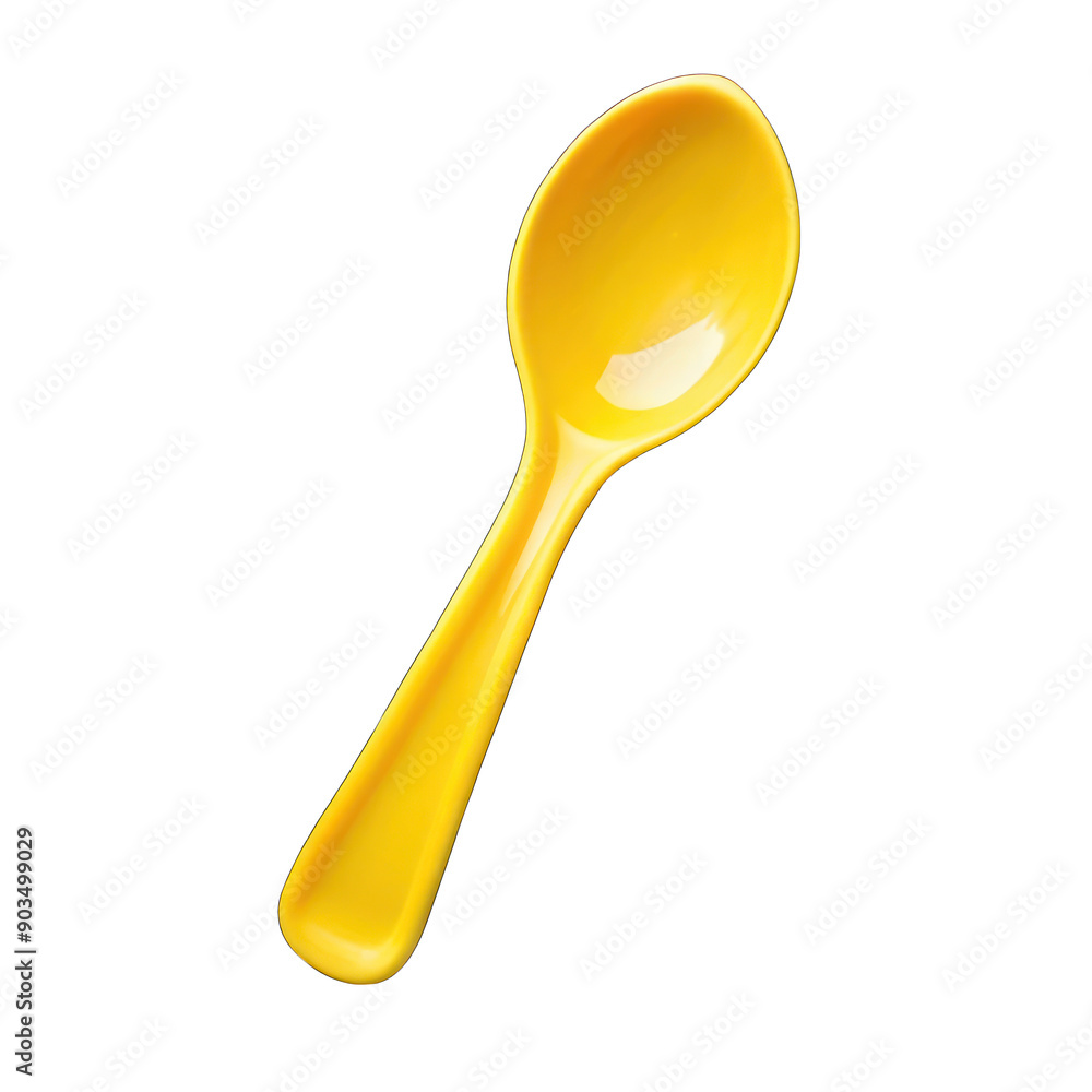 Empty yellow plastic spoon top view isolated on transparent background Empty yellow plastic spoon top view isolated on transparent background