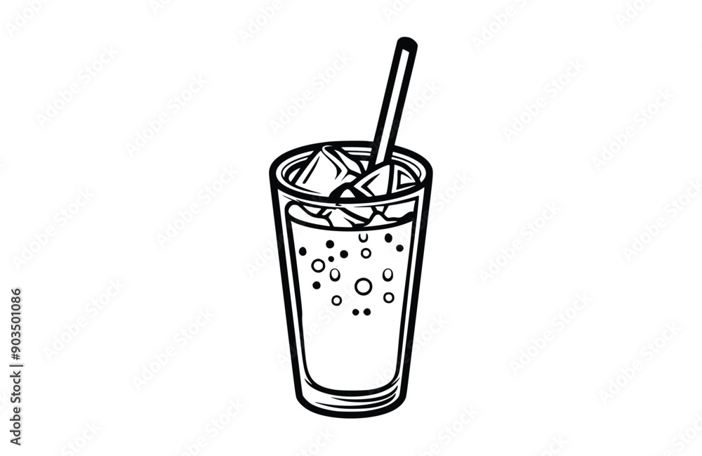 Iced coffee black icon isolated on white background. Vector illustration. Iced coffee black icon isolated on white background. Vector illustration.
