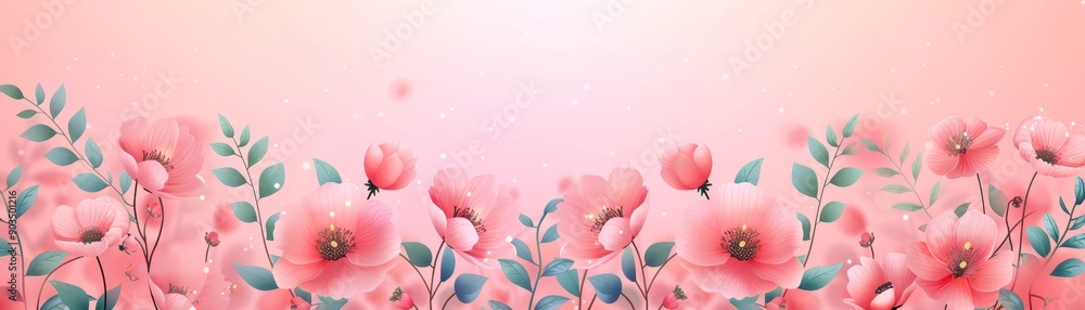 Pink Floral Background with Delicate Blossoms Pink Floral Background with Delicate Blossoms