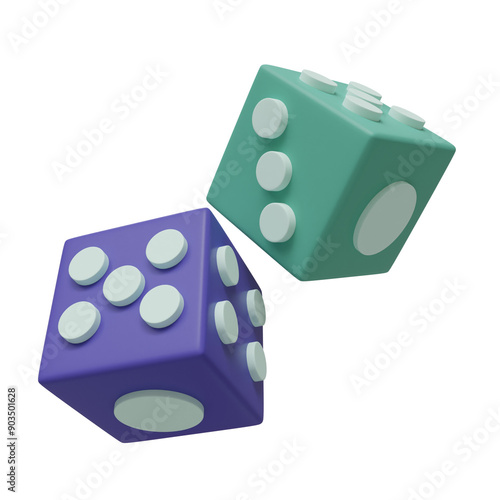 Cuadro en lienzo 3D Colorful Dice for Board Games