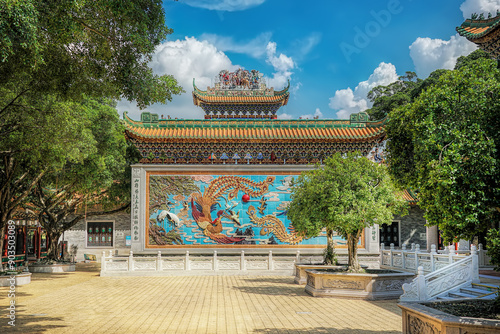 Guangzhou, Guangdong, China. Zini Village, Shawan Town, Panyu Nanyue Garden. The garden features common elements of Chinese Lingnan garden architecture such as ponds, bridges, pavilions.  photo