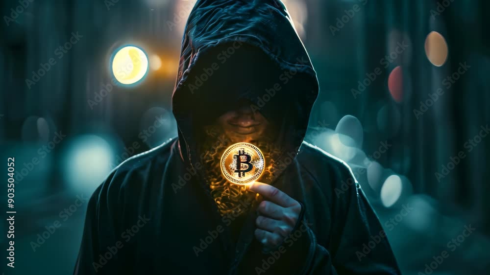 A man wearing a hooded jacket holds a glowing orb in his hands, Showcase the anonymity and privacy features of certain cryptocurrencies and their implications for financial transactions A man wearing a hooded jacket holds a glowing orb in his hands, Showcase the anonymity and privacy features of certain cryptocurrencies and their implications for financial transactions