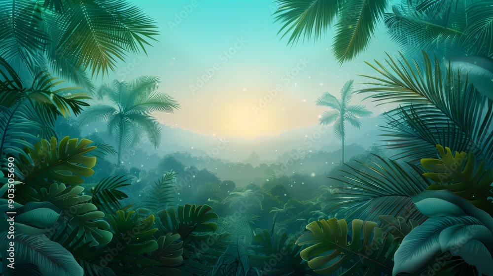 Misty Tropical Jungle at Sunrise Misty Tropical Jungle at Sunrise
