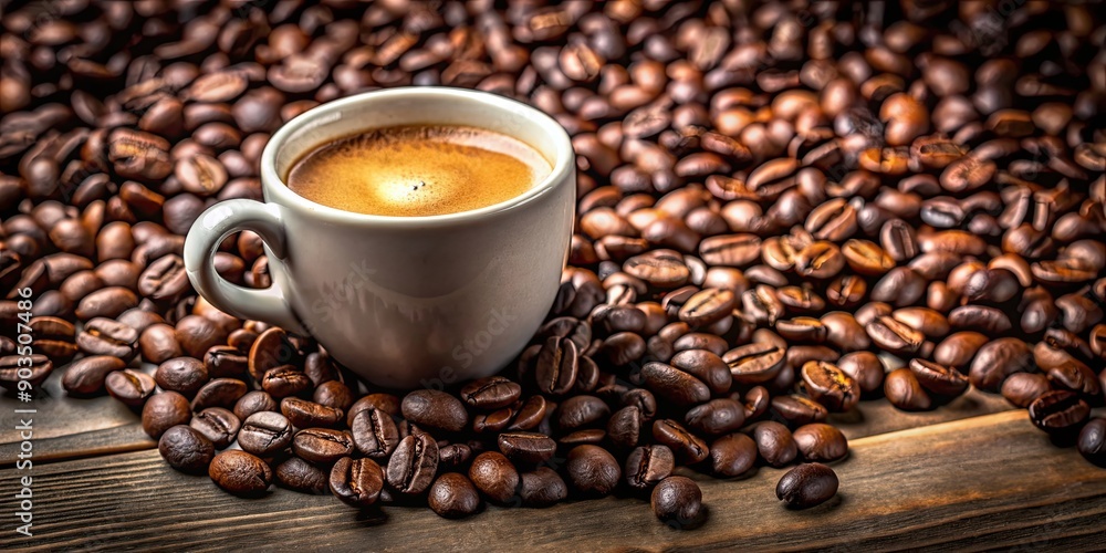 Fototapeta premium Rich and smooth espresso made with 100% Arabica beans, perfect for starting your day , espresso, coffee, drink, morning