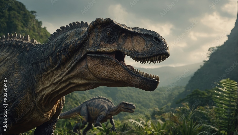 Obraz premium Detailed view of a dinosaur’s scales and texture