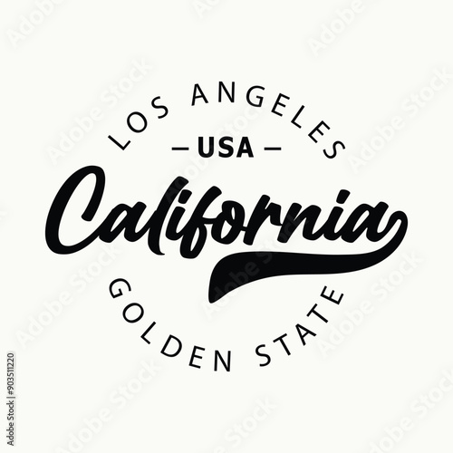 California beach text with waves and sun vector illustrations. For t-shirt prints and other uses.