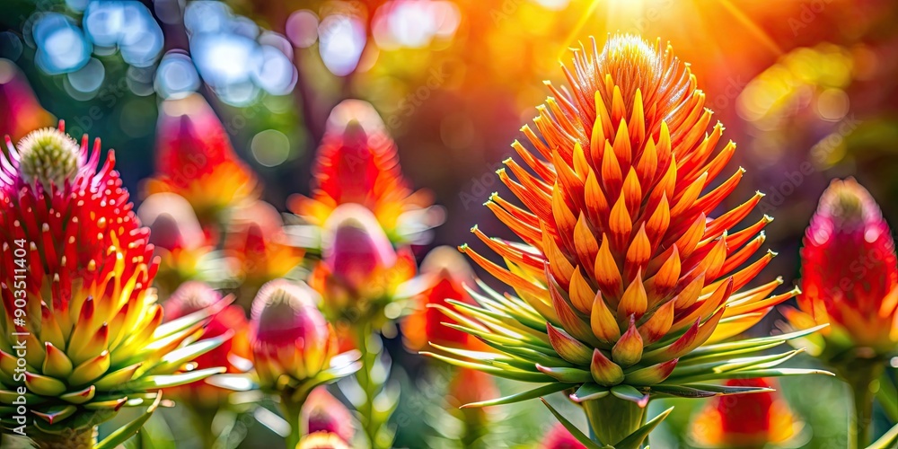 Closeup of a vibrant flowering kings spear on a sunny day, flower, king's spear, blooming, plant, nature, closeup, sunny, day Closeup of a vibrant flowering kings spear on a sunny day, flower, king's spear, blooming, plant, nature, closeup, sunny, day