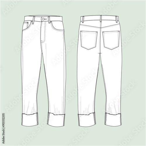 silhouette boyfriend jeans, outline jeans 