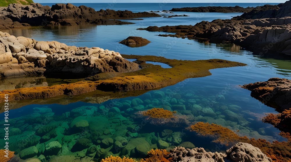 Explore Rocky Tide Pools at Sunshine Serene Coastal Sundays Nature's Beauty with Stunning Ocean Views, Perfect for Coastal Exploration and Sunset Lovers. generative.ai Explore Rocky Tide Pools at Sunshine Serene Coastal Sundays Nature's Beauty with Stunning Ocean Views, Perfect for Coastal Exploration and Sunset Lovers. generative.ai