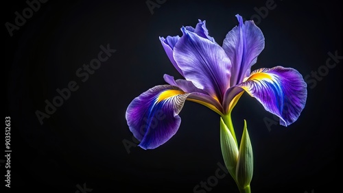 Wallpaper Mural Closeup of single iris flower on black background, Iris pallida, subspecies pallidus, isolated, closeup, detail, botanical, purple Torontodigital.ca