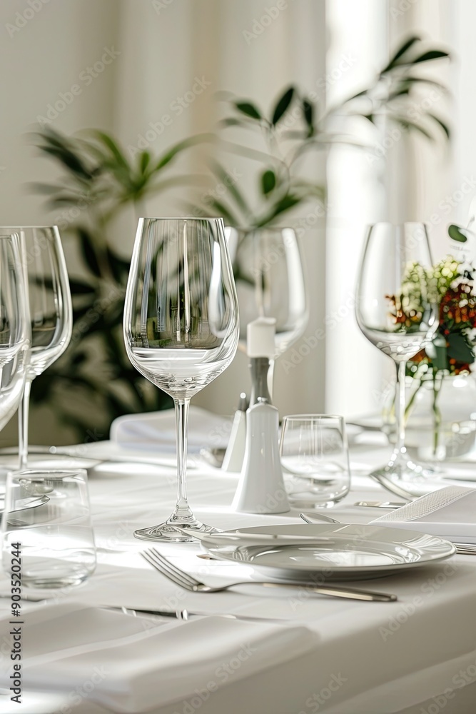 Fototapeta premium Festive table setting on a white background.