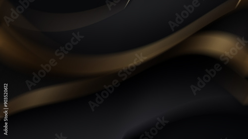 Abstract dark background with golden curved lines.