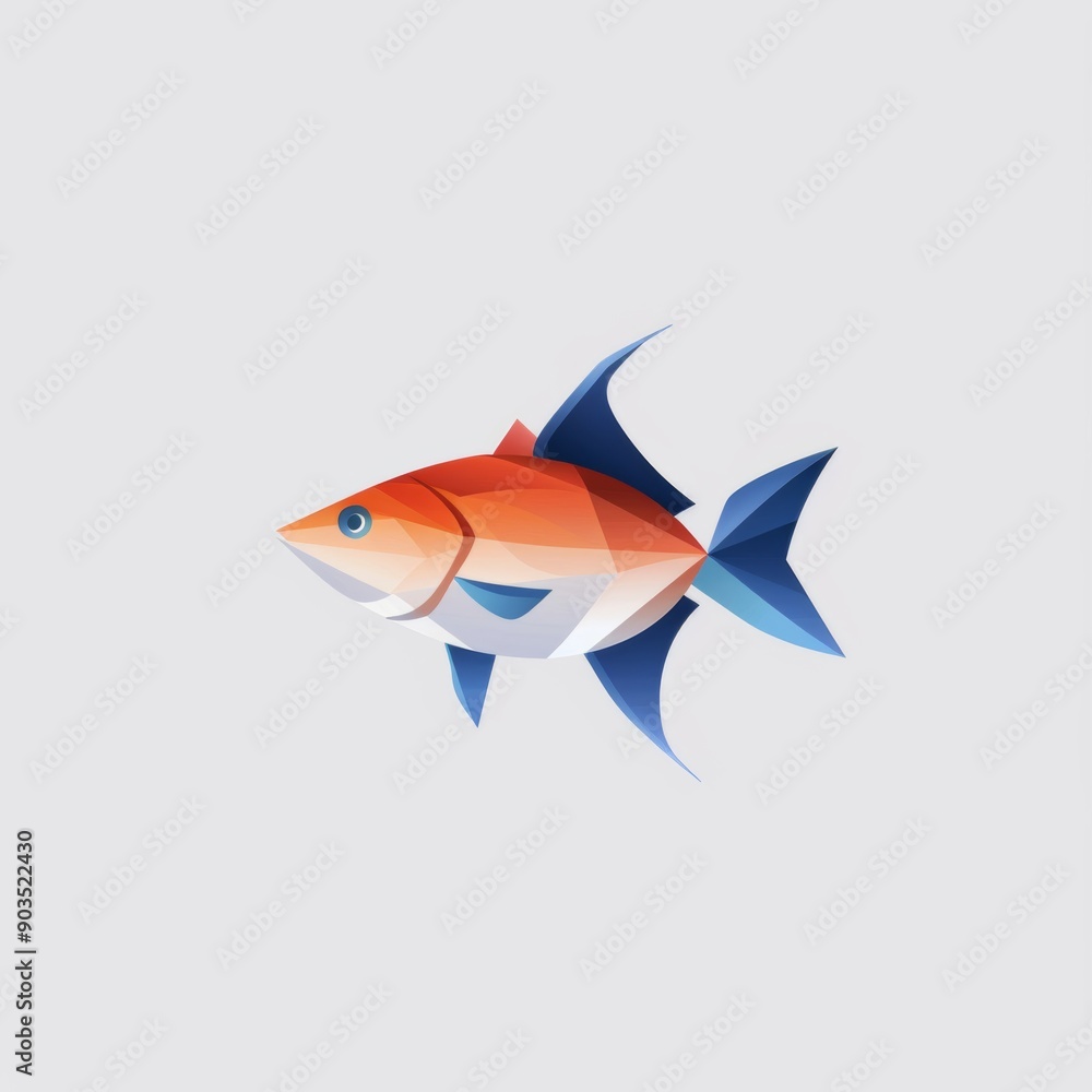 A geometric fish icon with a minimalist design featuring subtle gradient colors. A geometric fish icon with a minimalist design featuring subtle gradient colors.