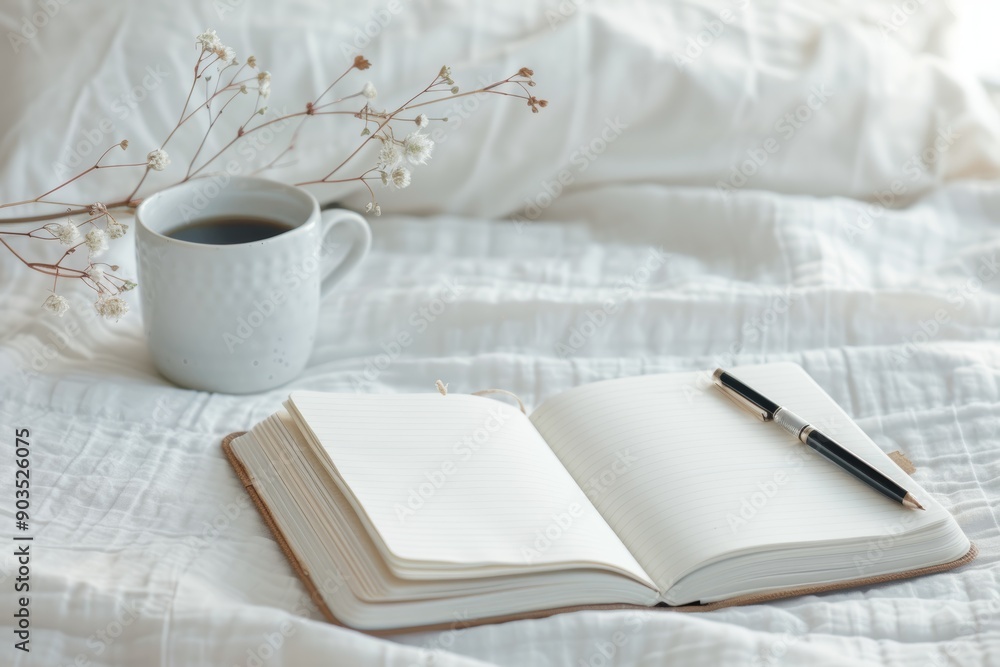 Naklejka premium Mindful Intermittent Fasting: Tranquil Morning Reflections in a Journal