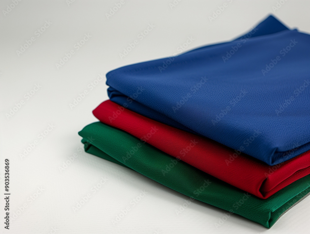 Close up of fabric texture. An abstract minimalist background featuring Deep Red, Forest Green, and Royal Blue. Perfect for bold and vibrant visuals Close up of fabric texture. An abstract minimalist background featuring Deep Red, Forest Green, and Royal Blue. Perfect for bold and vibrant visuals