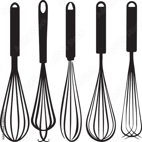 Hand Mixer Flat Black Silhouette Vector Art Bundle