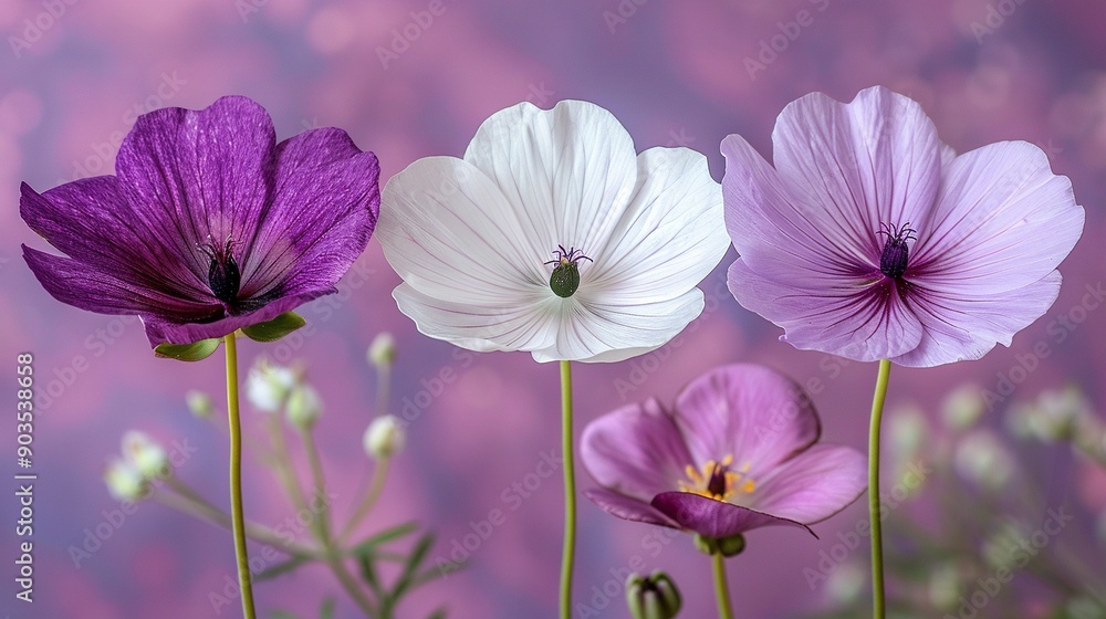 A ladybug rests atop a cluster of purple and white blossoms against a backdrop of matching hues A ladybug rests atop a cluster of purple and white blossoms against a backdrop of matching hues