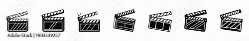 Clapper board icon, Movie Clapper board icon set. Open and closed clapper symbol. Clapper board icon vector