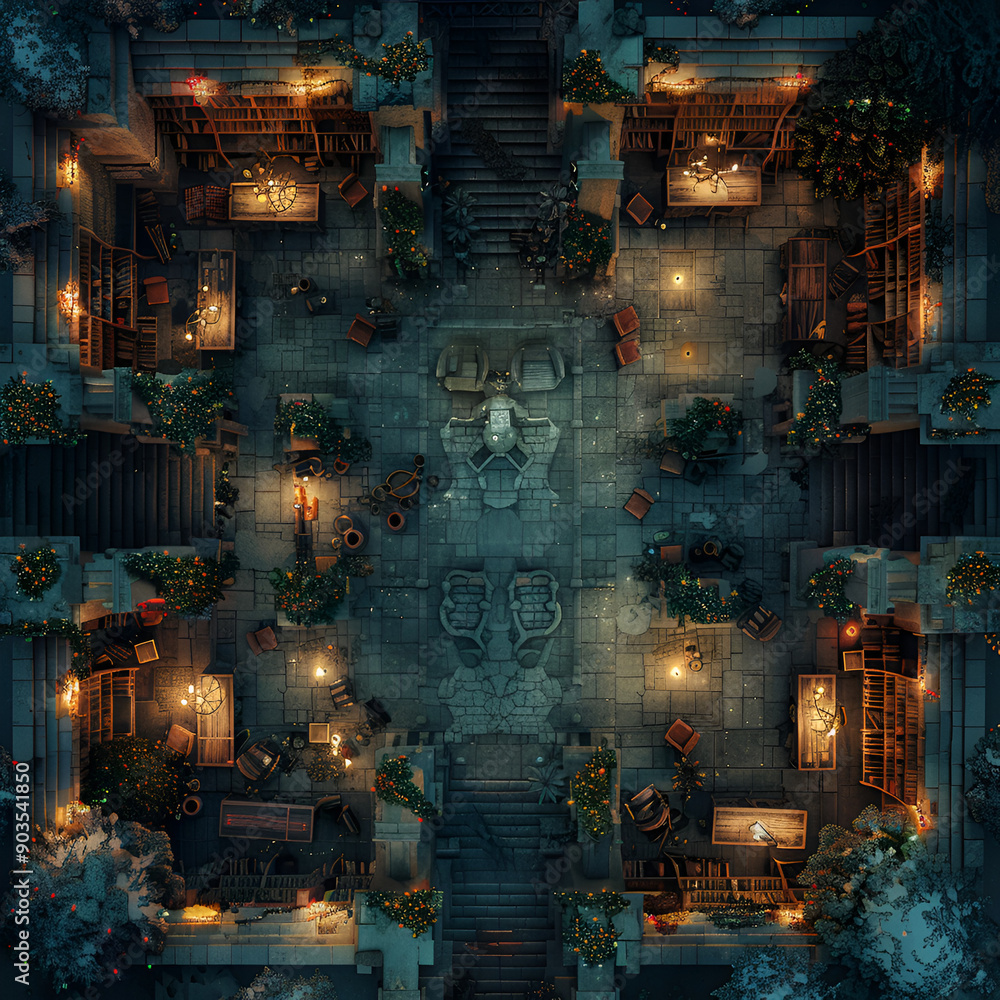 Top View Christmas Battle Map - Winter Setting for Dungeons and Dragons Top View Christmas Battle Map - Winter Setting for Dungeons and Dragons