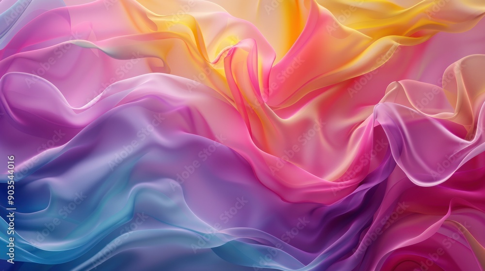 Fototapeta premium Abstract fluid shapes in vibrant colors, organic shapes, dynamic and flowing.