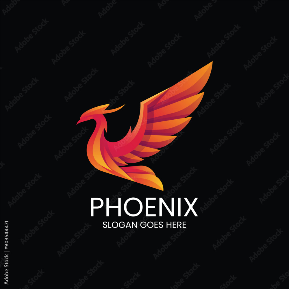 Obraz premium Vector Logo Illustration Phoenix Gradient Colorful Style
