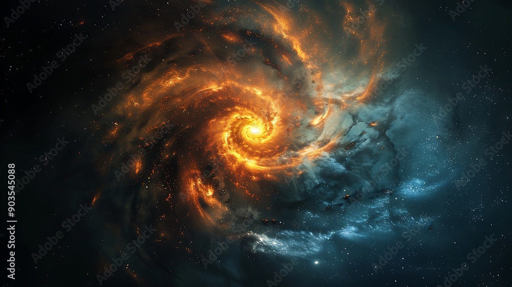 A Fiery Spiral Galaxy Against a Starry Background A Fiery Spiral Galaxy Against a Starry Background