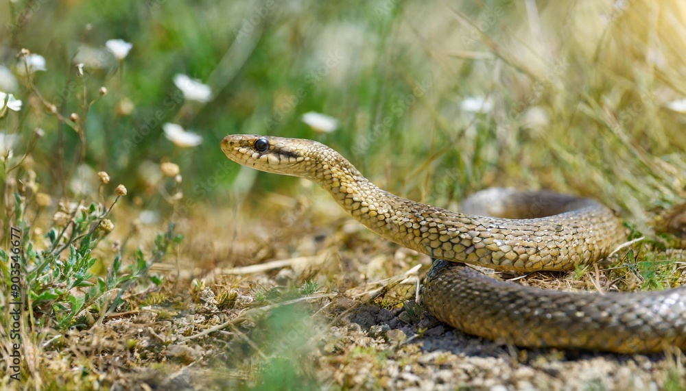 close up and selective focus side view of rat snake on head, the snake crawls on the dry twigs, reptiles on the tree branches. close up and selective focus side view of rat snake on head, the snake crawls on the dry twigs, reptiles on the tree branches.