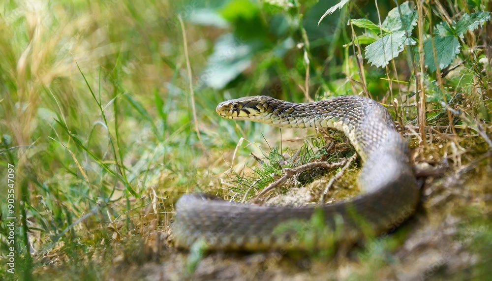 close up and selective focus side view of rat snake on head, the snake crawls on the dry twigs, reptiles on the tree branches. close up and selective focus side view of rat snake on head, the snake crawls on the dry twigs, reptiles on the tree branches.