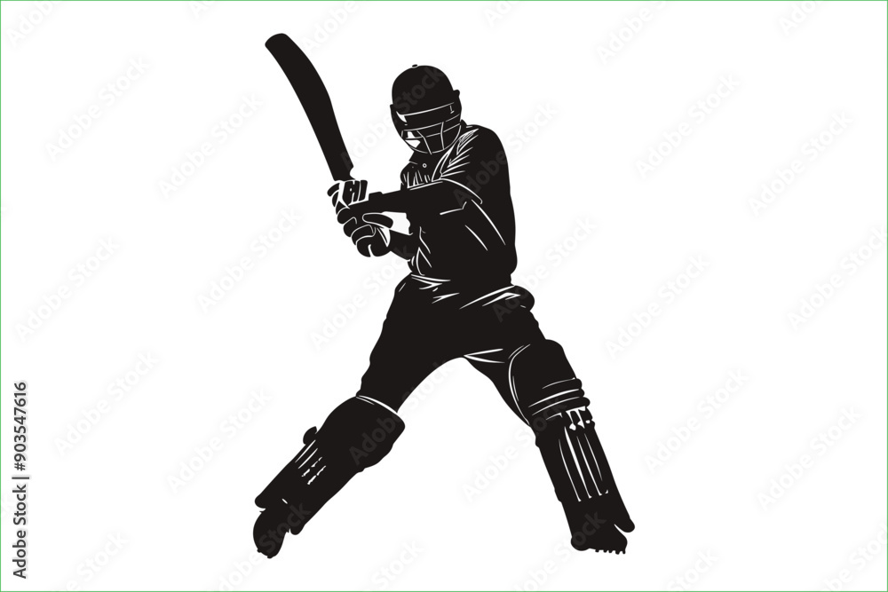 Silhouette cricket player vector illustration. Multiple images of a man playing cricket. Silhouette cricket player vector illustration. Multiple images of a man playing cricket.