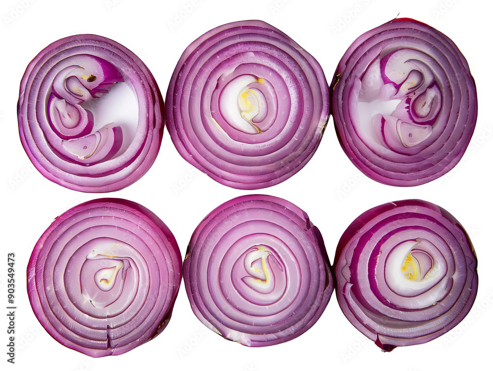 Freshly sliced red onions arranged in a circular pattern, showcasing vibrant colors and textures for culinary purposes. Freshly sliced red onions arranged in a circular pattern, showcasing vibrant colors and textures for culinary purposes.