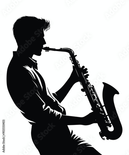 Saxophone man silhouette vector