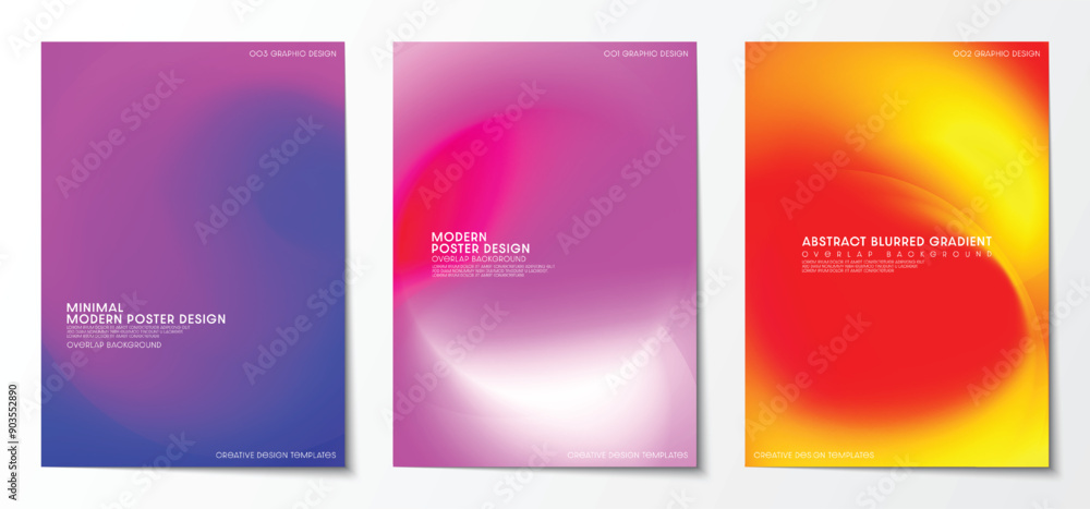 Naklejka premium Overlapping color gradients, Modern abstract colorful graphic backgrounds for poster and cover design templates. Vector illustration