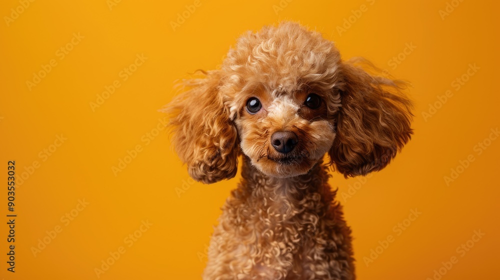 A Small Brown Poodle with Curly Fur Looking Directly at the Camera A Small Brown Poodle with Curly Fur Looking Directly at the Camera