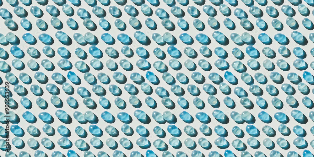 A pattern of monochromatic jelly bean candies arranged in an orderly fashion on the light grey background, with shadows cast sunlight A pattern of monochromatic jelly bean candies arranged in an orderly fashion on the light grey background, with shadows cast sunlight