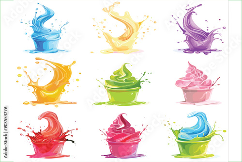 Set of delicious ice cream, isolated on a white background. A set of delectable cutout ice cream explosions. Delicious ice cream explosion, cut out.	
