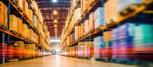 Wallpaper Mural Warehouse Interior with Rows of Shelves Torontodigital.ca