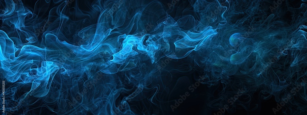 High Definition Blue Smoke in a Cinematic Black Backdrop High Definition Blue Smoke in a Cinematic Black Backdrop