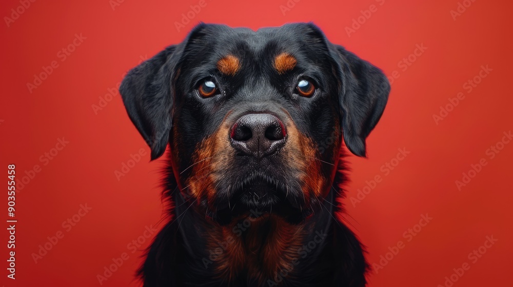 Rottweiler Dog Portrait with Serious Expression