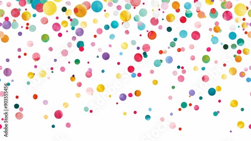 Colorful confetti border frame pattern, perfect for vibrant birthday party invitations or festive event celebration decor, ideal for surface pattern design projects.