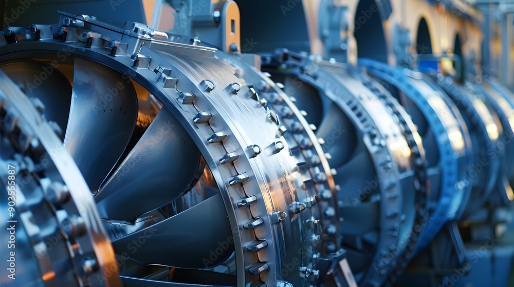 Close up View of Hydropower Turbines in a Renewable Energy Plant Close up View of Hydropower Turbines in a Renewable Energy Plant