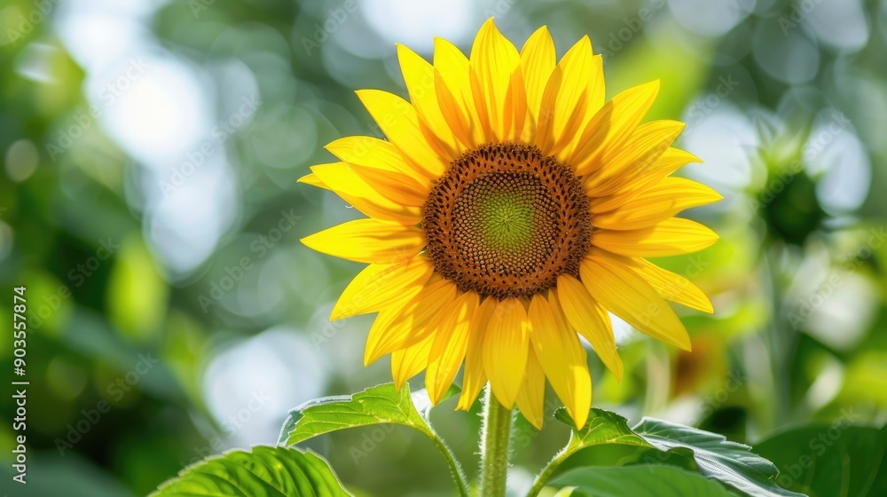 Bright sunflower against green backdrop Bright sunflower against green backdrop