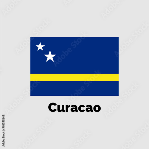 Curacao flag design vector illustration on a gray background for graphic and web design.