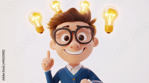 Good Idea. Smart Idea. Bright Idea. A CEO have a good idea. 3d illustrator cartoon.