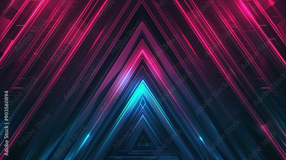 Abstract Background with Diagonal Neon Lines and a Center Triangle Abstract Background with Diagonal Neon Lines and a Center Triangle