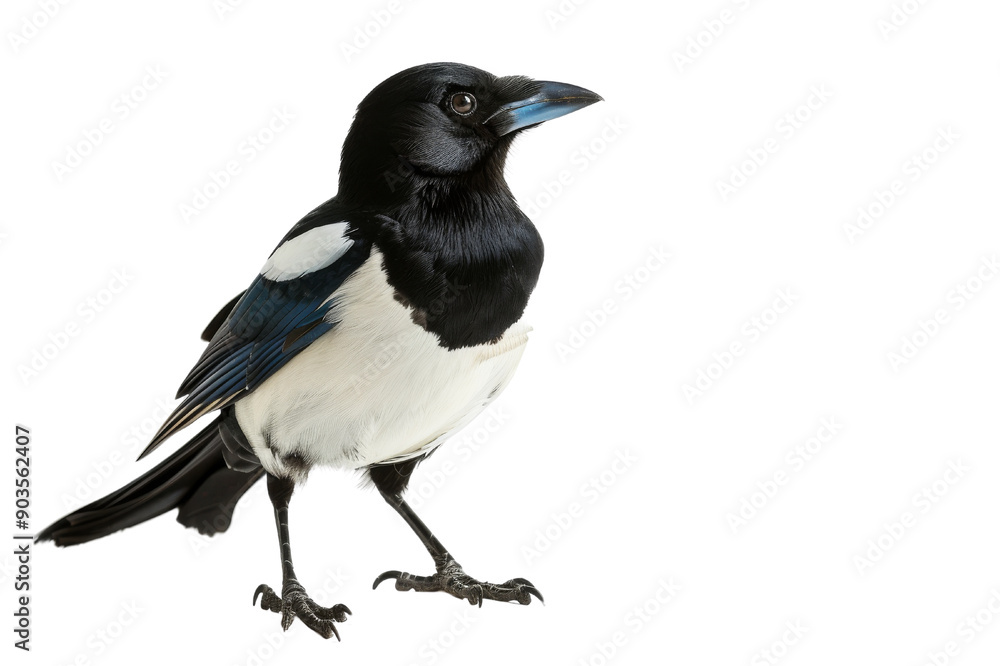 Black and White Magpie Bird Standing isolated Black and White Magpie Bird Standing isolated
