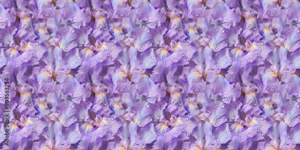 a background of dewy purple irises a background of dewy purple irises