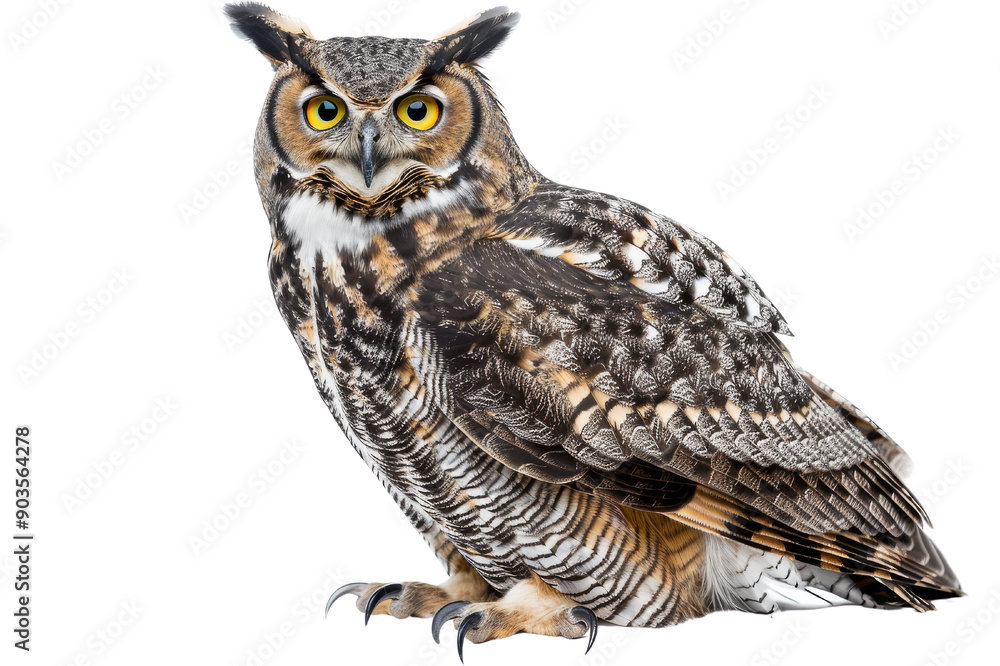 Great Horned Owl with Intense Yellow Eyes Great Horned Owl with Intense Yellow Eyes