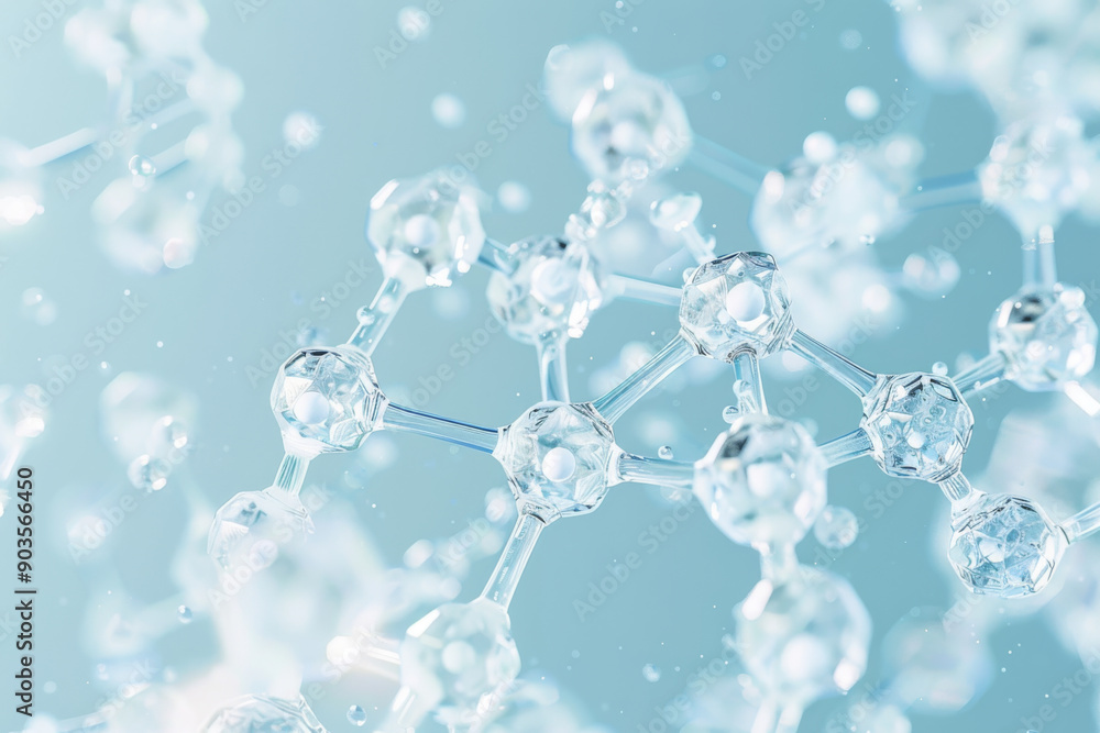 Crystalline Molecular Structure with Water Droplets Crystalline Molecular Structure with Water Droplets