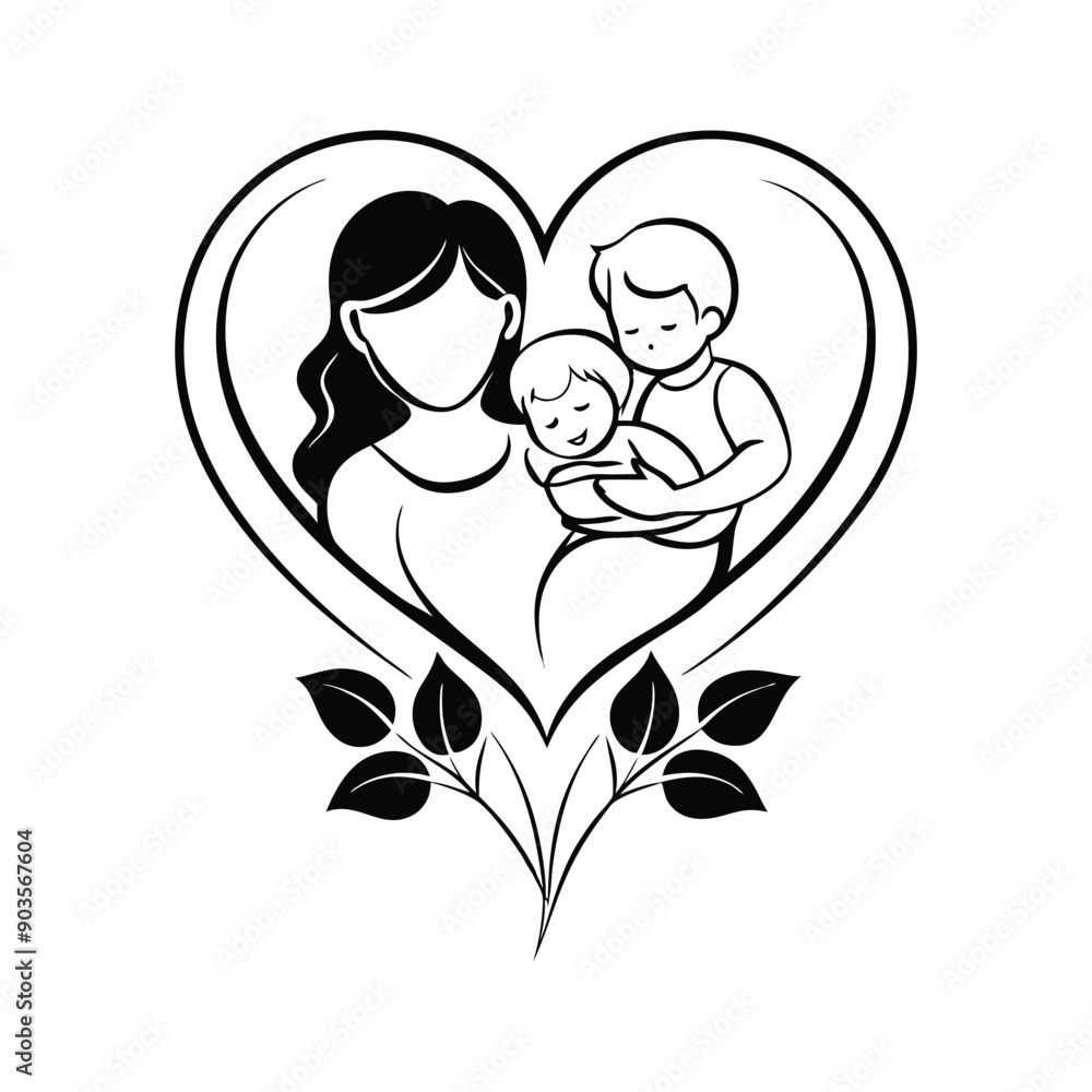 Mother's Day silhouette vector art, perfect for heartfelt and celebratory designs. Mother's Day silhouette vector art, perfect for heartfelt and celebratory designs.