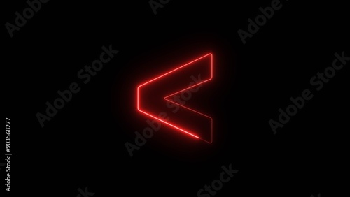 Neon Angle Icon illustration, on Black Background.